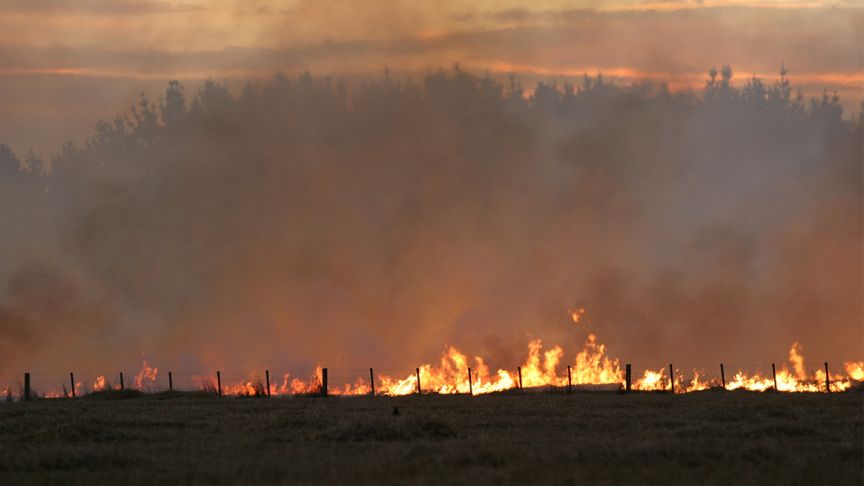 rural landscape on fire 