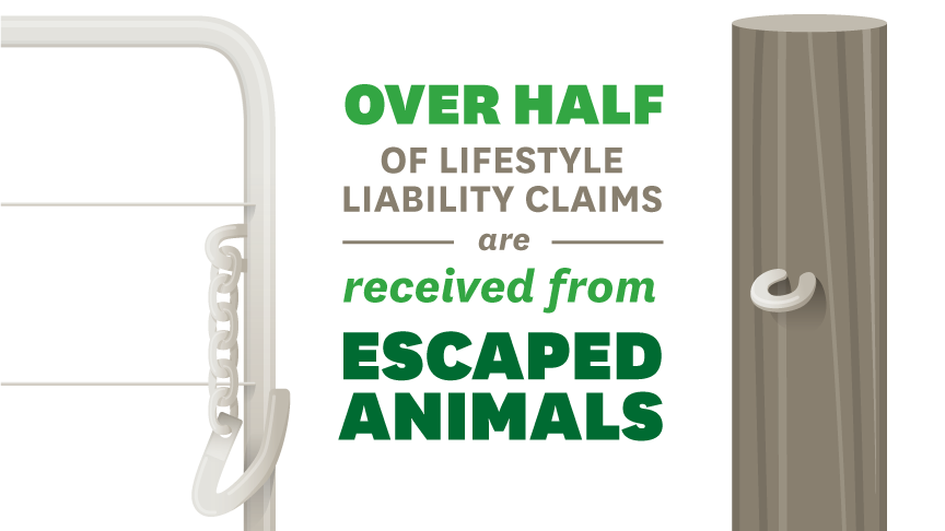 over half of lifestyle liability claims are received from escaped animals 