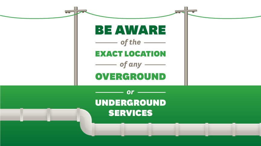 be aware of the exact location of any overground or underground services 