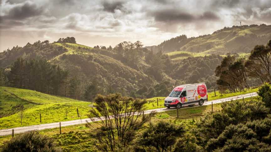 Melanoma NZ van in country side