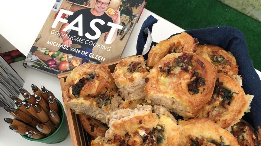 Bacon, spinach and feta scrolls