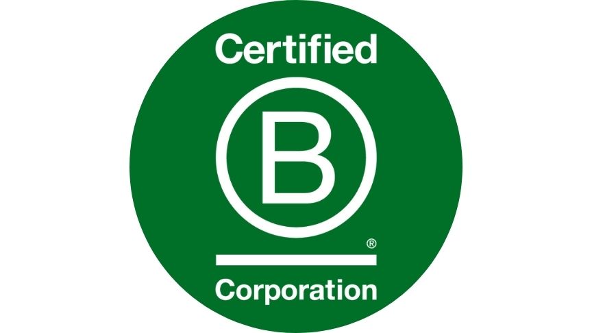 B Corp logo in green circle