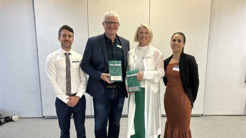 Photo of being awarded the NZ COOP award 2025
