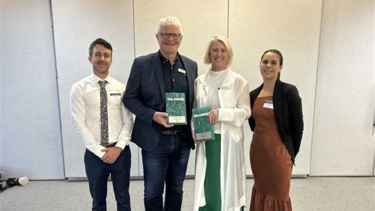 Photo of being awarded the NZ COOP award 2025