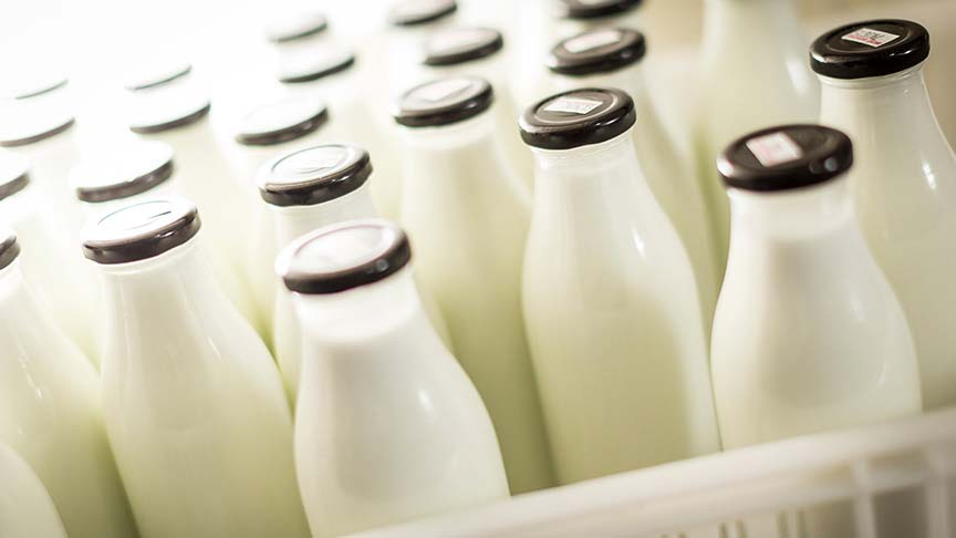 case of milk in glass bottles 