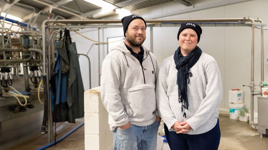 Couple in milking shed