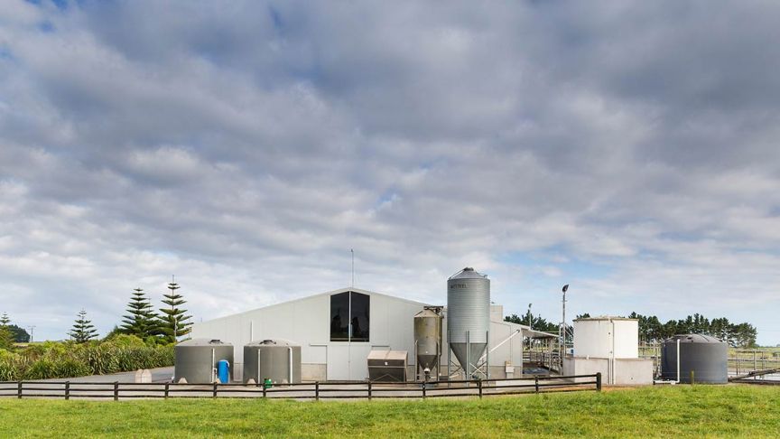 dairy shed with milk vats on the outside 