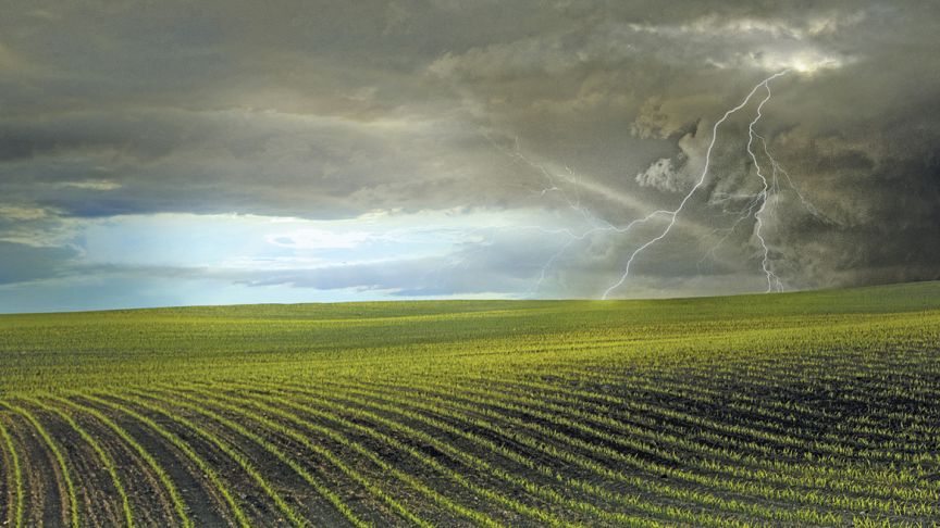 Hills with stormy skies 