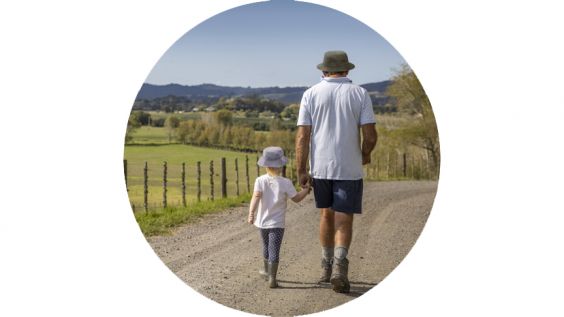 Grandad and Granddaughter walking